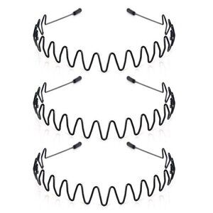 ⚡Men E-New 3pcs Metal Fashion Unisex Wavy Outdoor Simple Elastic Headbands